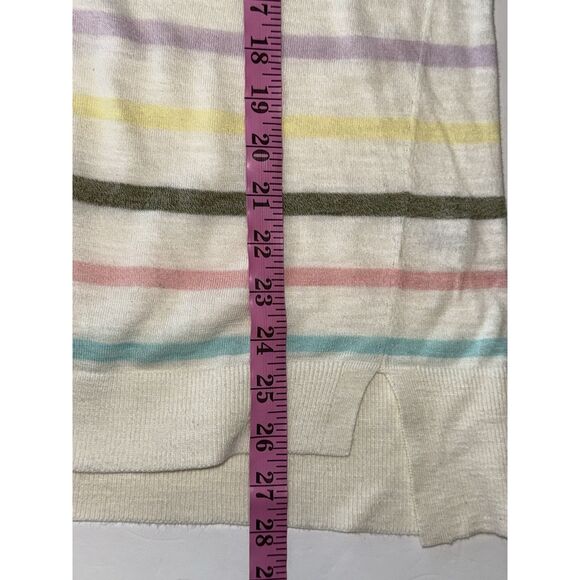 Talbots V Neck Rainbow Striped Knit Top 3/4 Sleeve Lightweight Blouse Sweater 1X - Picture 15 of 16
